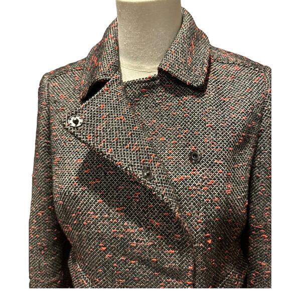 J. Crew Tweed Cropped Moto Jacket Blazer Black White Orange Asymmetric size 4 - Picture 6 of 16